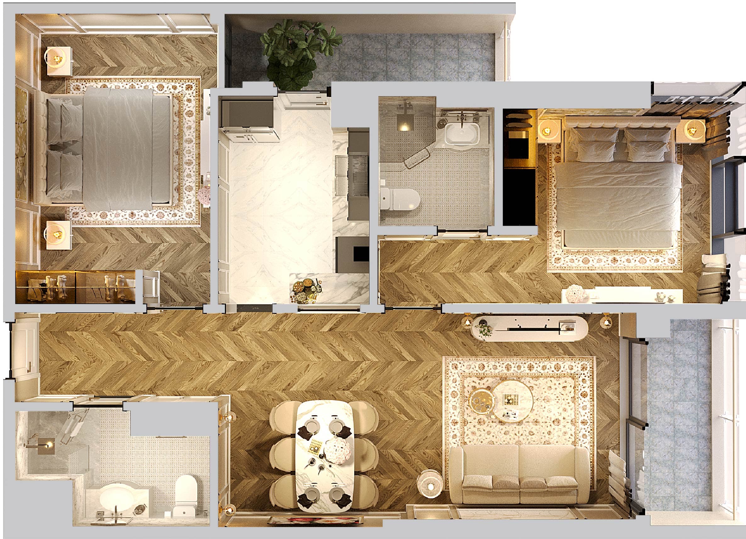 Căn hộ 2 phòng ngủ